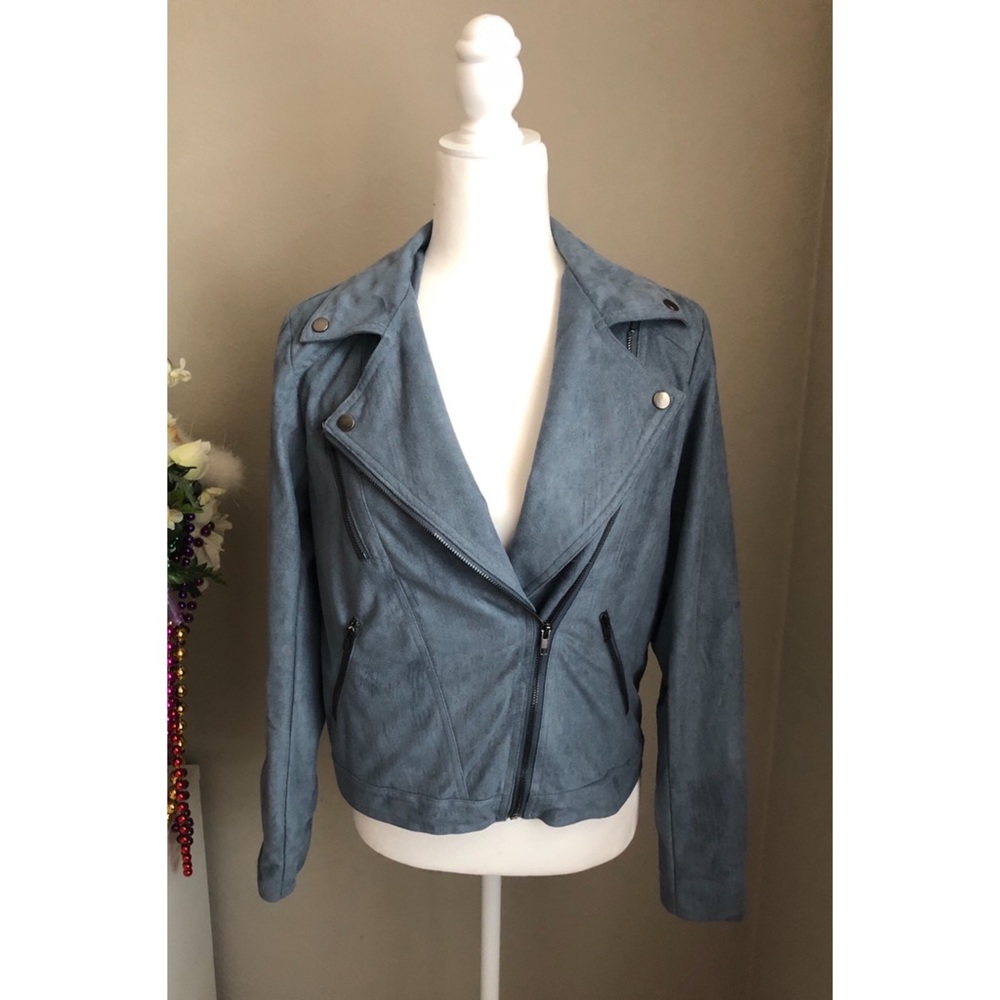 ❤️OOTDFash Denim Suede Blue Jacket